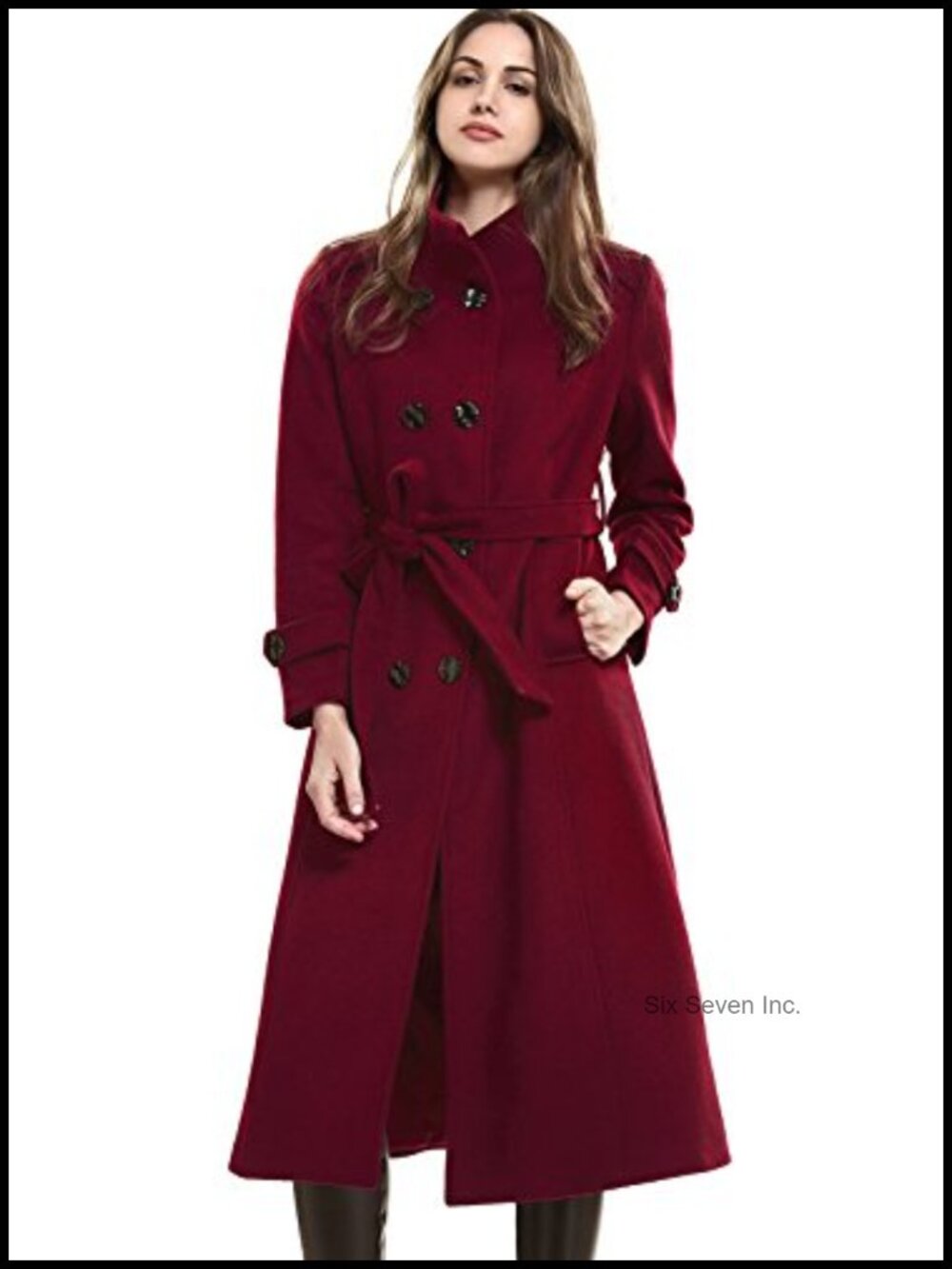 Wool Trench Coat Winter Double-Breasted Belted Long Overcoat